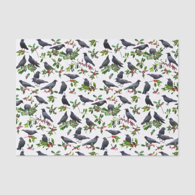 Papier Mousseline Crows Holly Tissue Paper (Recto)