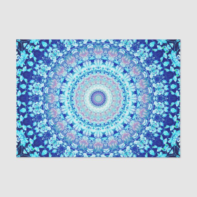 Papier Mousseline Crystal Blue Shiny Mandala (Recto)