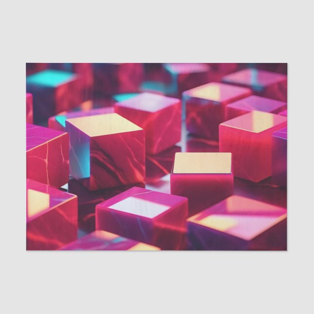 Papier Mousseline Cube en marbre néon (Recto)