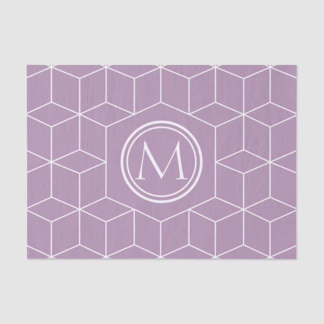 Papier Mousseline Cubes et monogramme en herbe de lavande de mode (Recto)