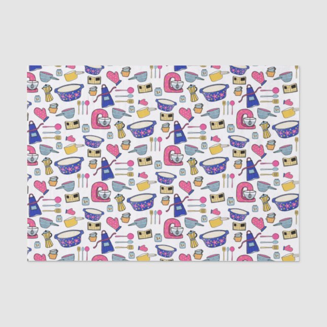 Papier Mousseline Cuisine lumineuse Ustensiles Chef Baker motif (Recto)
