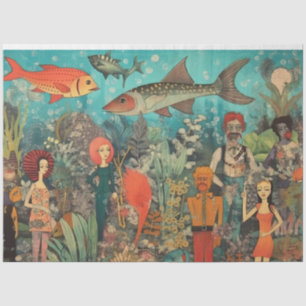 Papier Mousseline Culture Pop super Sous La Mer Collage Découpage
