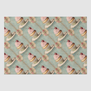 Papier Mousseline Cupcake rose vintage Anniversaire Tea Party