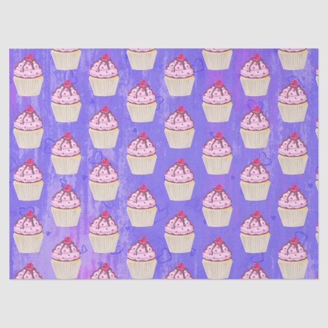 Papier Mousseline Cupcake sucré avec framboise sur le dessus (Recto)