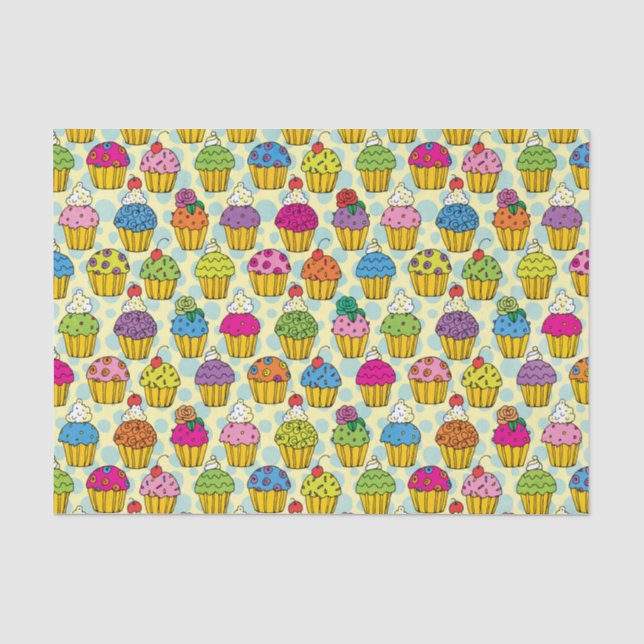 Papier Mousseline Cupcakes colorés (Recto)