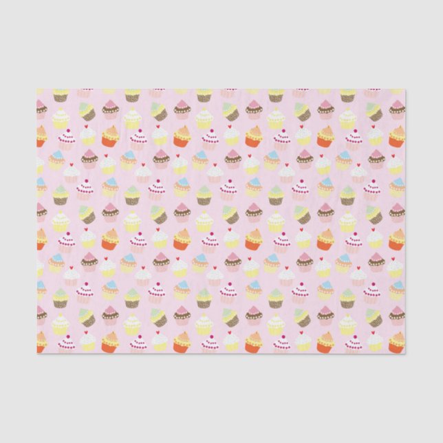 PAPIER MOUSSELINE CUPCAKES MOTIF ROSE (Recto)