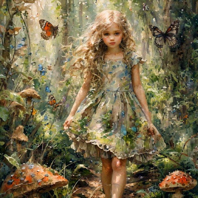 Papier Mousseline Curious Little Girl in a Whimsical Scène (Créateur téléchargé)