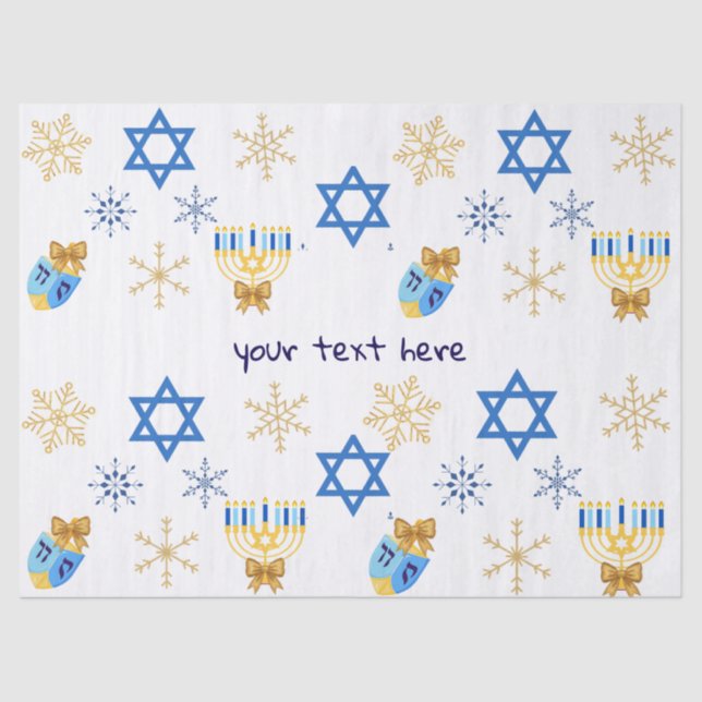 Papier Mousseline Customisable Hanukkah winter tissue Paper (Recto)
