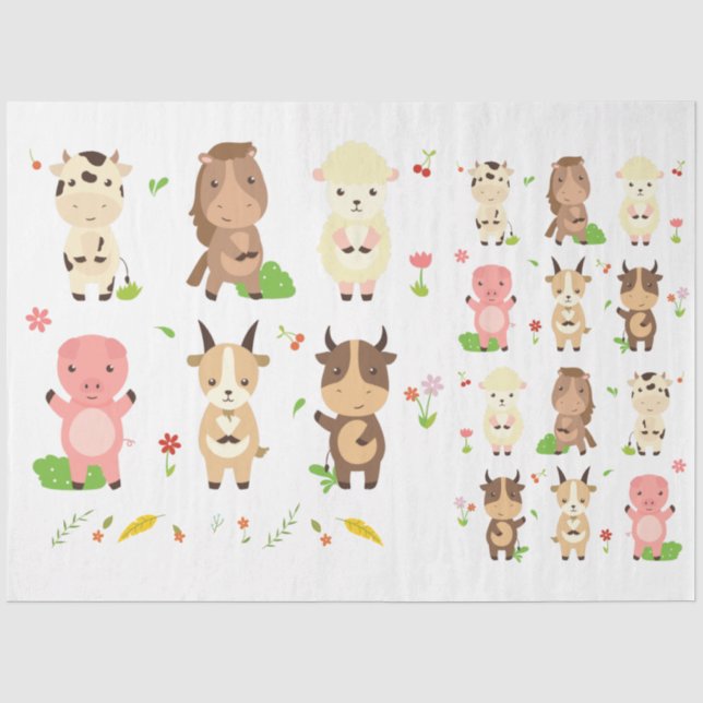 Papier Mousseline Cute Animaux Collection 4 Découpage (Recto)