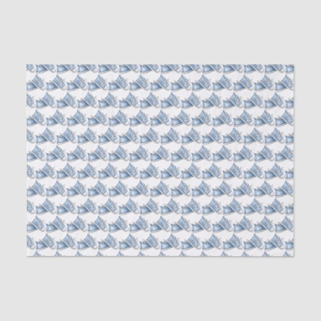 Papier Mousseline Cute Aquarelle Bleu Chaussures pour bébé Motif (Recto)