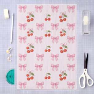 Papier Mousseline Cute Aquarelle Cerise Bow Rose Coquette Cadeau