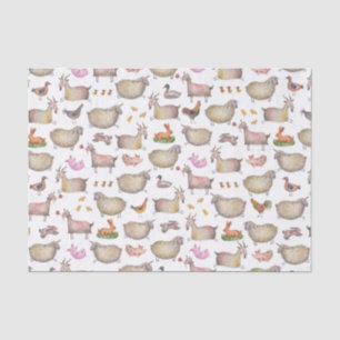 Papier Mousseline Cute Aquarelle ferme Grange Animaux Motif