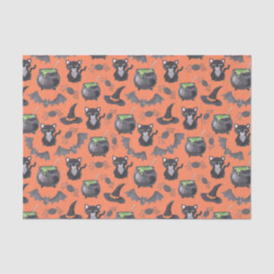 Papier Mousseline Cute aquarelle Halloween Chats et Cauldrons
