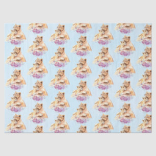 Papier Mousseline Cute Aquarelle Mère Lion & Motif Cub