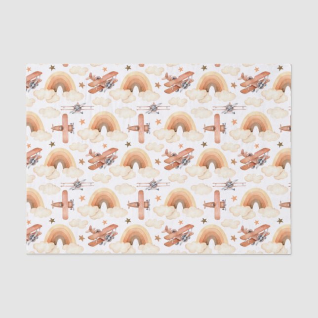 Papier Mousseline Cute aquarelle Rainbow Motif d'avion (Recto)
