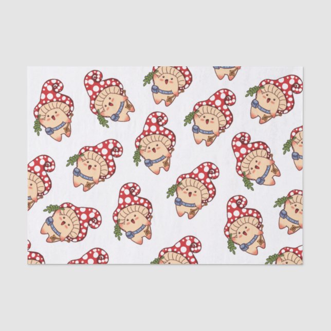 Papier Mousseline Cute automne fourrage de champignons (Recto)