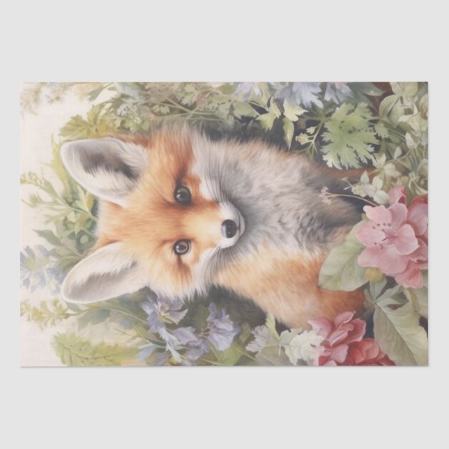 Papier Mousseline Cute Baby Fox (Recto)