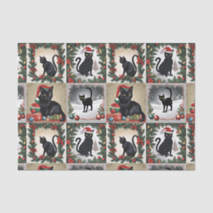 Papier Mousseline Cute Black Cats Noël Collage pour Amoureux de les 