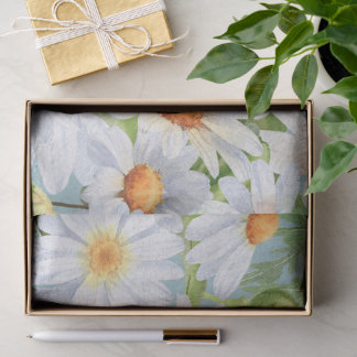 Papier Mousseline Cute Blanc Floral Vintage Aquarelle marguerite