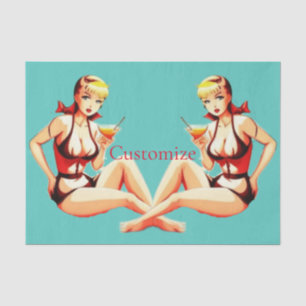 Papier Mousseline Cute Blonde Martini Bikini Girl Thunder_Cove