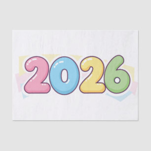 Papier Mousseline Cute Bubble 2026 Typographie – Pastel Gloss Candy