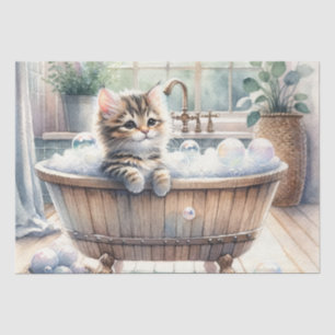 Papier Mousseline Cute Bubbly Kitten Temps de bain Découpage