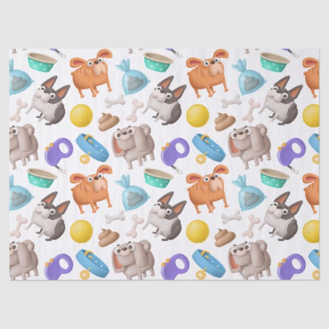 Papier Mousseline Cute Cartoon Chiens Bows et os Découpage (Recto)