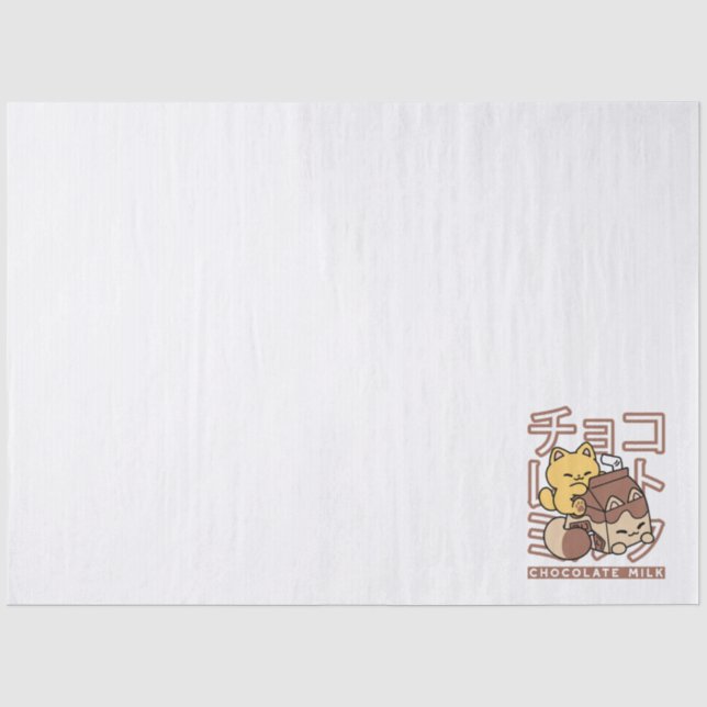 Papier Mousseline Cute Chat Riding Chocolat Lait Carton Kawaii Art (Recto)