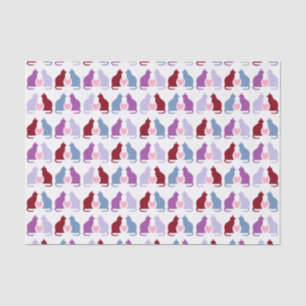 Papier Mousseline Cute Chats et Coeurs Motif