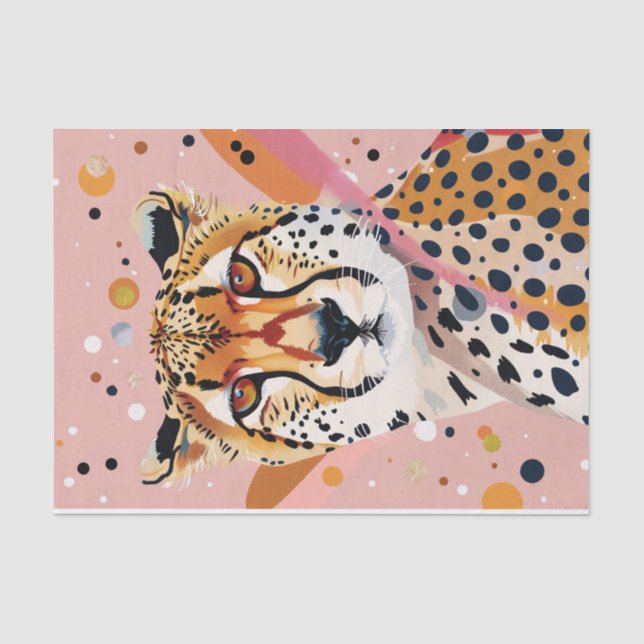 Papier Mousseline Cute Cheetah Pink Gold Pop Art Découpage (Recto)