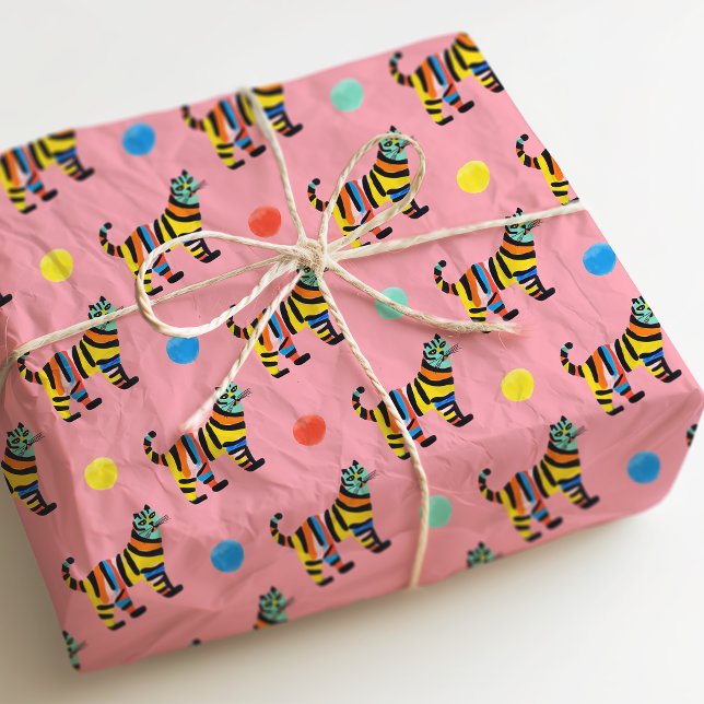 Papier Mousseline Cute Coloré Tiger Chat Éclectique (Créateur téléchargé)