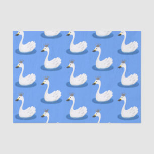 Papier Mousseline Cute cygne blanc avec dessin de la couronne