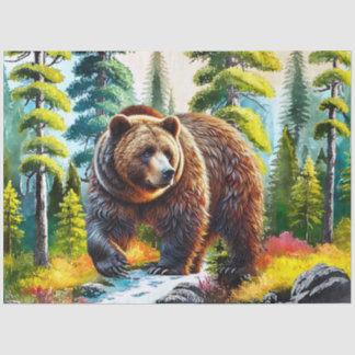 Papier Mousseline Cute Forest brown bear