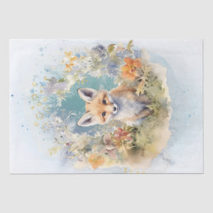Papier Mousseline Cute Fox Floral