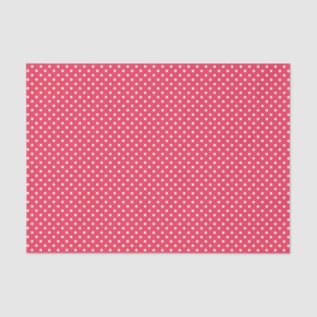 Papier Mousseline Cute framboise rose et blanc À petits pois (Recto)