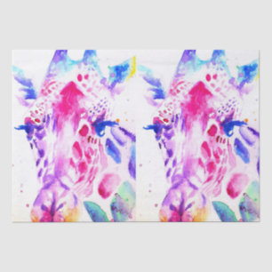 Papier Mousseline Cute Giraffe Zoo Animal Motif Aquarelle