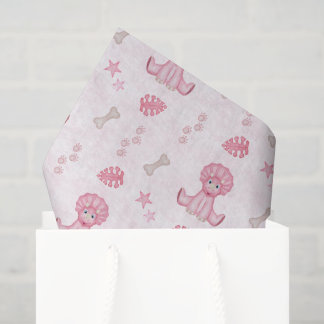 Papier Mousseline Cute Girls Birthday Pink Dinosaur