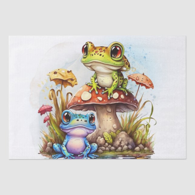 Papier Mousseline Cute grenouilles colorées (Recto)
