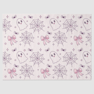 Papier Mousseline Cute Halloween Ghost & Spiderweb Motif