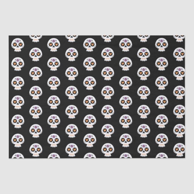 Papier Mousseline Cute Halloween Motif crâne sucre (Recto)