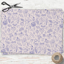 Papier Mousseline Cute Hand Drawn Italian Food and Flowers Kitchen