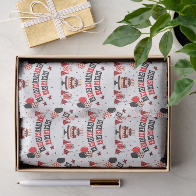 Papier Mousseline Cute Happy Birthday ladybug theme (Cadeau)
