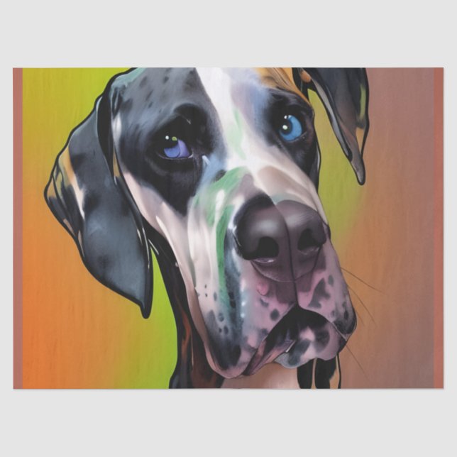 Papier Mousseline Cute Harlequin Great Dane (Recto)