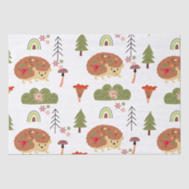 Papier Mousseline Cute Hedgehog Nature Floral Rainbow Motif
