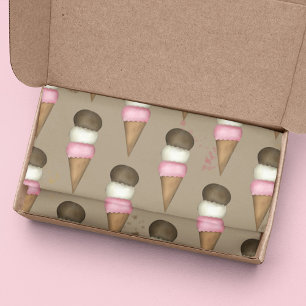 Papier Mousseline Cute Ice Cream Cone Motif napolitain Whimsical