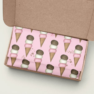 Papier Mousseline Cute Ice Cream Cone Motif napolitain Whimsical