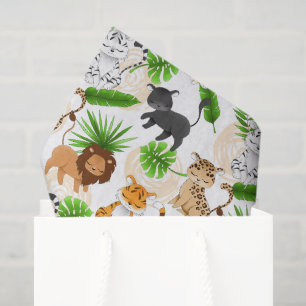 Papier Mousseline Cute Jungle chats Variété de tissu animal sauvage