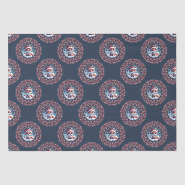 Papier Mousseline Cute Kawaii Christmas Fox Polka Dot Mandala (Recto)