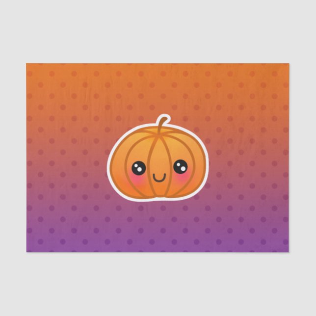 Papier Mousseline Cute Kawaii Halloween Dessin Citrouille (Recto)