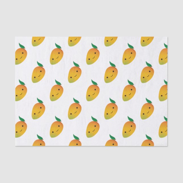 Papier Mousseline Cute Kawaii Mango souriant (Recto)